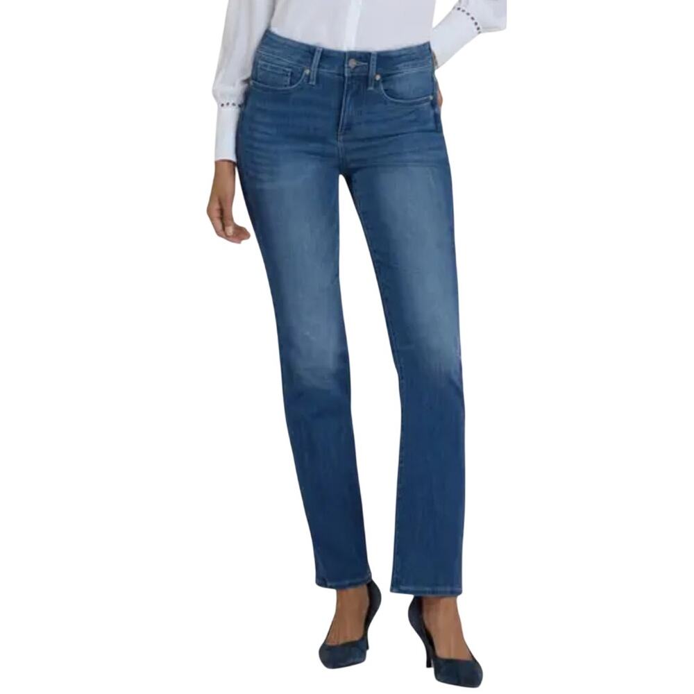NYDJ Women 10 Dark Wash Marilyn Straight Cool Embrace Lift x Tuck Denim Jeans